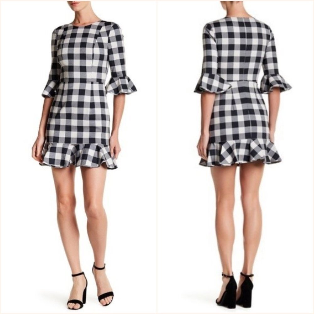 Black Halo‎ Brooklyn Sheath Dress Black/White Plaid Size 2